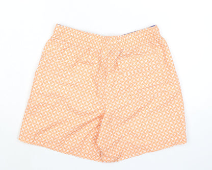 Marks and Spencer Mens Orange Geometric Polyester Bermuda Shorts Size S L6 in Regular Drawstring