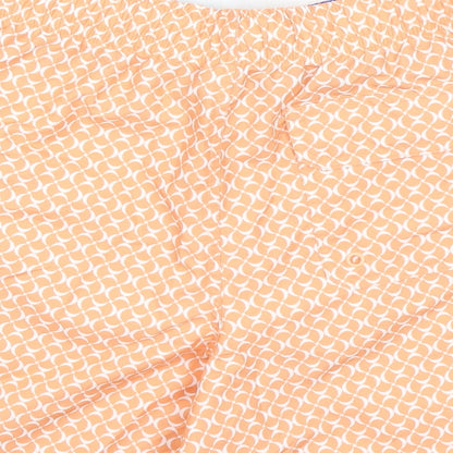 Marks and Spencer Mens Orange Geometric Polyester Bermuda Shorts Size S L6 in Regular Drawstring