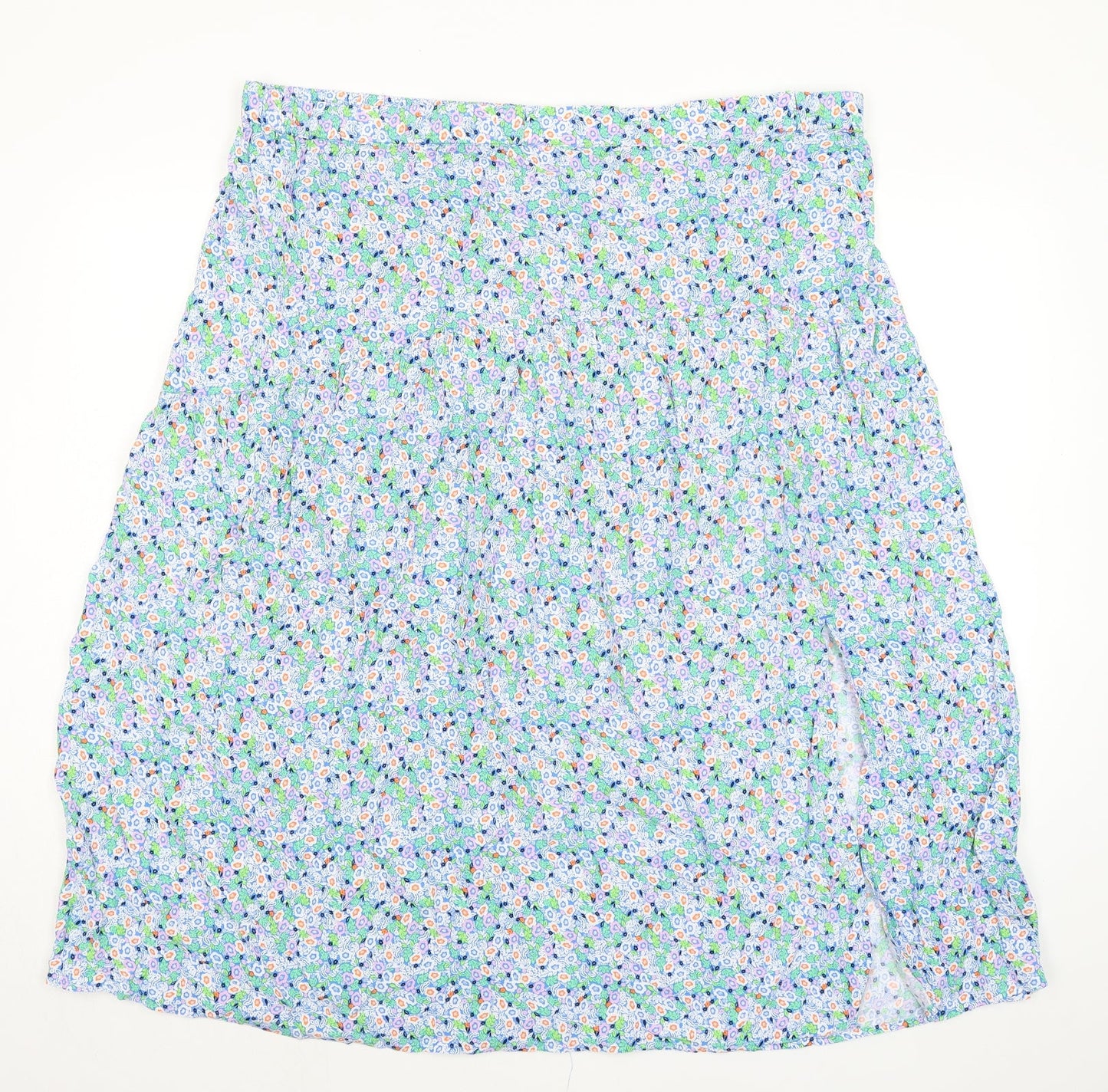 Marks and Spencer Womens Blue Floral Viscose A-Line Skirt Size 24