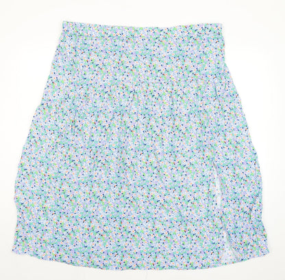 Marks and Spencer Womens Blue Floral Viscose A-Line Skirt Size 24