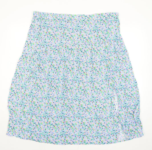Marks and Spencer Womens Blue Floral Viscose A-Line Skirt Size 24