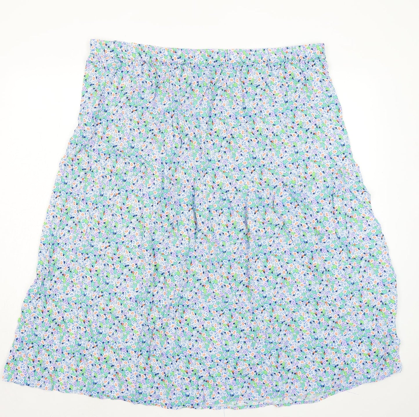 Marks and Spencer Womens Blue Floral Viscose A-Line Skirt Size 24