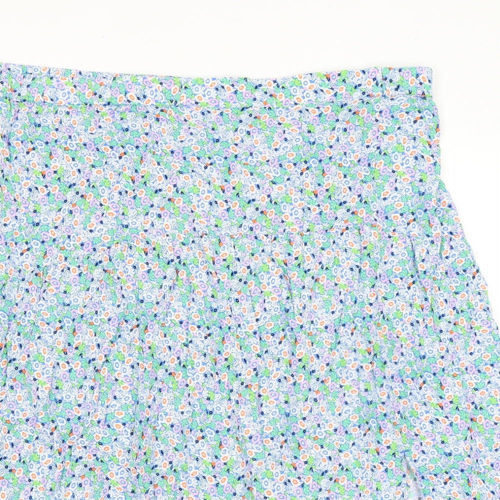 Marks and Spencer Womens Blue Floral Viscose A-Line Skirt Size 24
