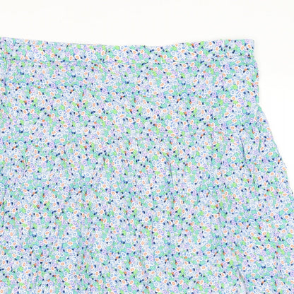 Marks and Spencer Womens Blue Floral Viscose A-Line Skirt Size 24