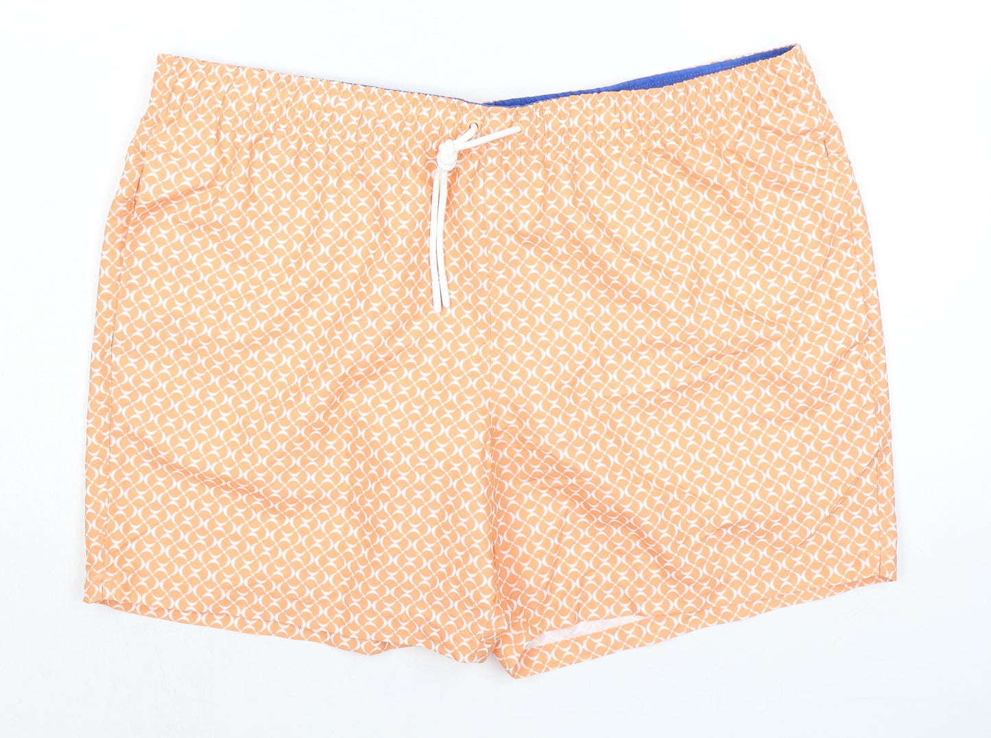 Marks and Spencer Mens Orange Geometric Polyester Bermuda Shorts Size 2XL Regular Drawstring - Inside Leg 5in