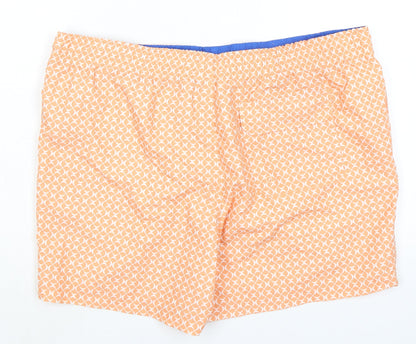 Marks and Spencer Mens Orange Geometric Polyester Bermuda Shorts Size 2XL Regular Drawstring - Inside Leg 5in