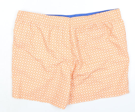 Marks and Spencer Mens Orange Geometric Polyester Bermuda Shorts Size 2XL Regular Drawstring - Inside Leg 5in