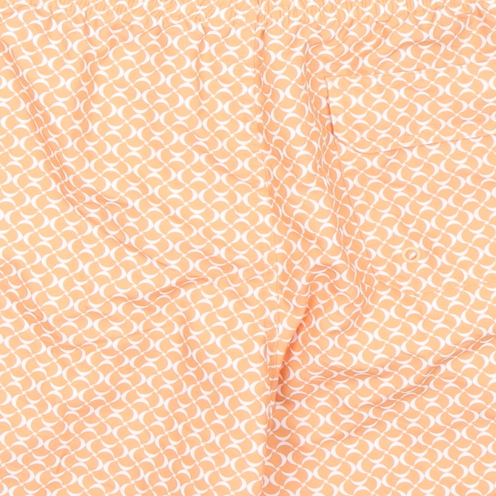 Marks and Spencer Mens Orange Geometric Polyester Bermuda Shorts Size 2XL Regular Drawstring - Inside Leg 5in