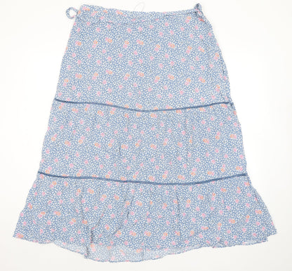 Marks and Spencer Womens Blue Floral Viscose A-Line Skirt Size 20 Zip - Belted