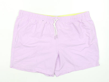 Marks and Spencer Mens Purple Polyester Bermuda Shorts Size 40 in Regular Drawstring - Inside Leg 5in