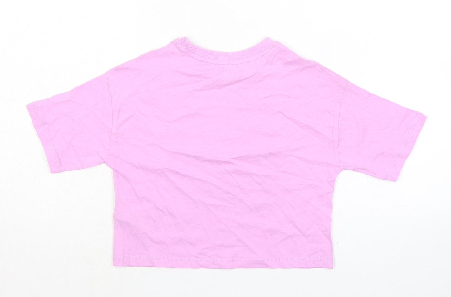 Marks and Spencer Girls Pink 100% Cotton Basic T-Shirt Size 6-7 Years Round Neck - Good Vibes