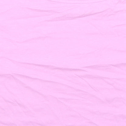 Marks and Spencer Girls Pink 100% Cotton Basic T-Shirt Size 6-7 Years Round Neck - Good Vibes