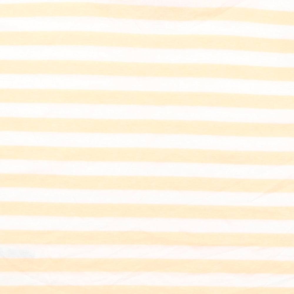 Marks and Spencer Girls Orange Striped Cotton Basic T-Shirt Size 9-10 Years Round Neck Pullover