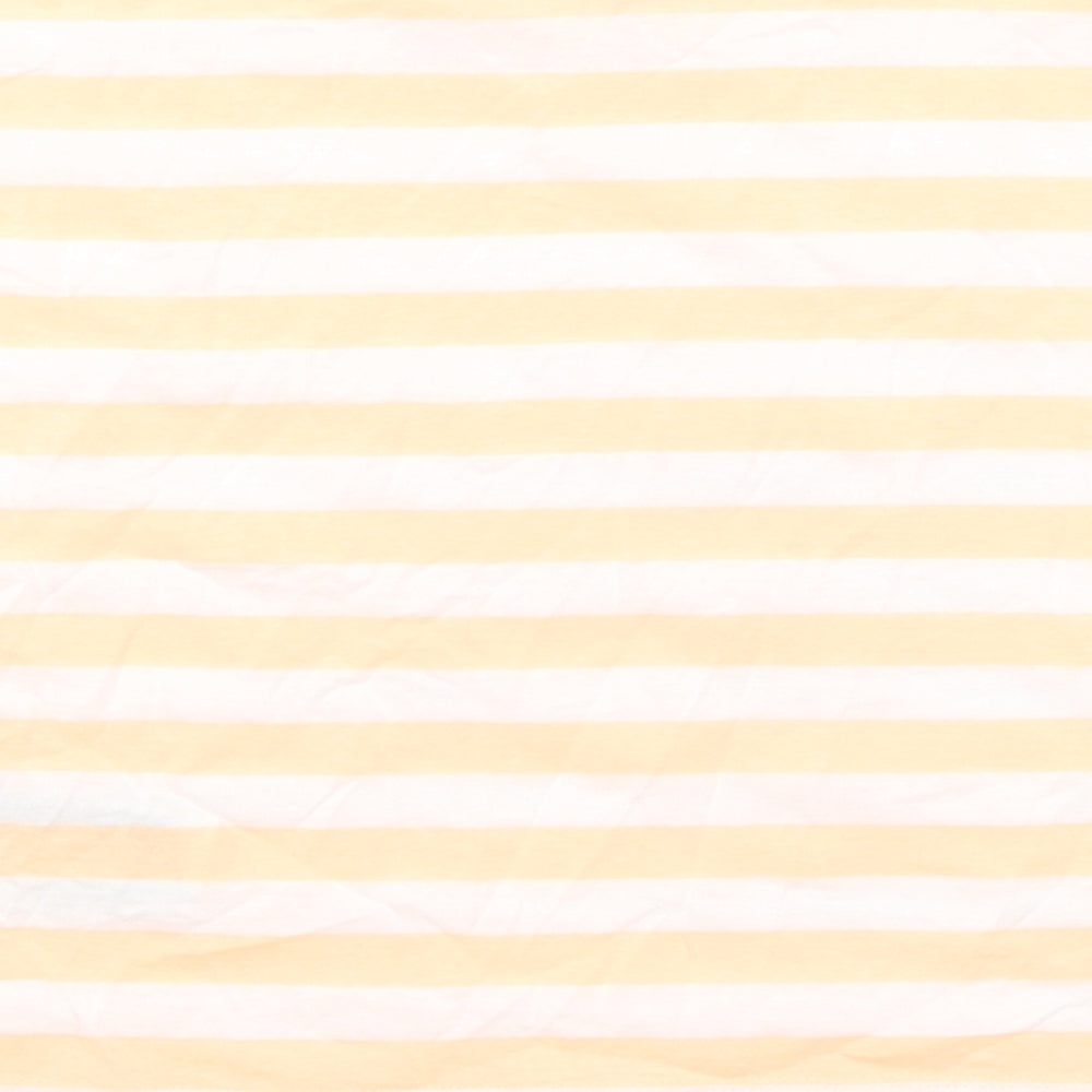 Marks and Spencer Girls Orange Striped Cotton Basic T-Shirt Size 7-8 Years Round Neck Pullover