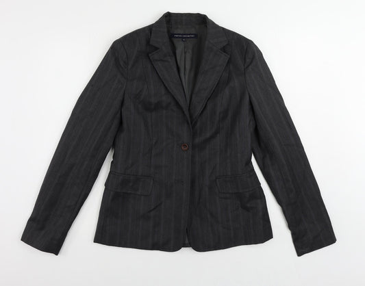French Connection Womens Grey Striped Jacket Blazer Size 12 Button