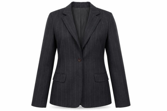 French Connection Womens Grey Striped Jacket Blazer Size 12 Button