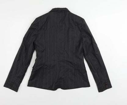 French Connection Womens Grey Striped Jacket Blazer Size 12 Button