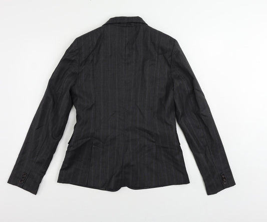 French Connection Womens Grey Striped Jacket Blazer Size 12 Button