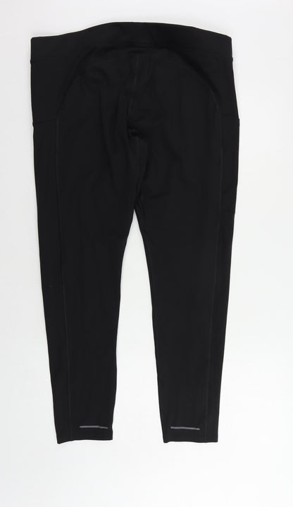 GOODMOVE Womens Black Polyester Compression Leggings Size 2XL L28 in Regular