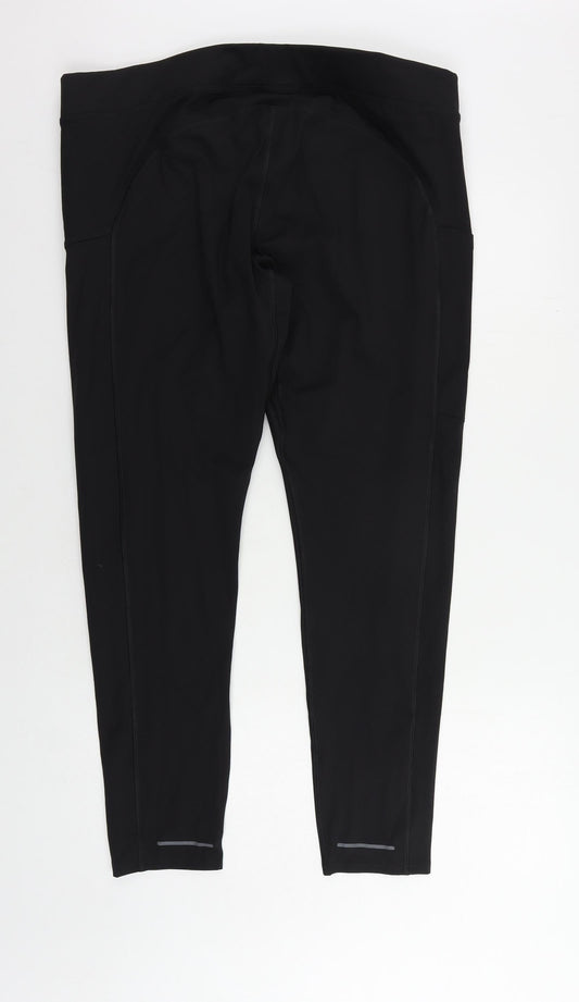 GOODMOVE Womens Black Polyester Compression Leggings Size 2XL L28 in Regular