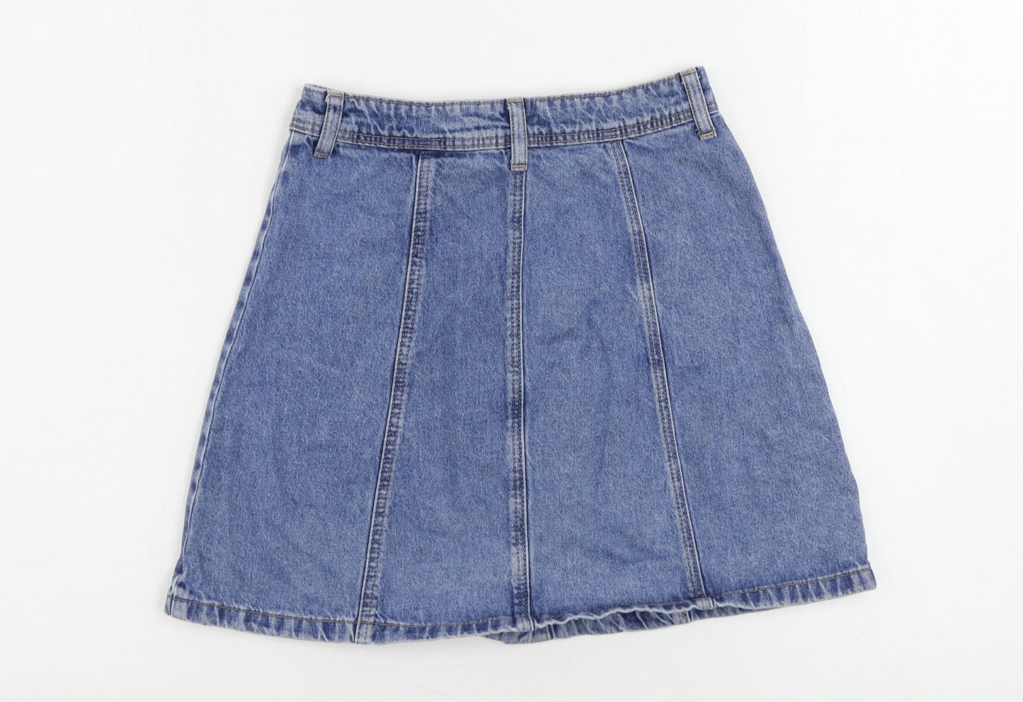 Divided by H&M Womens Blue Cotton Mini Skirt Size 6 Button