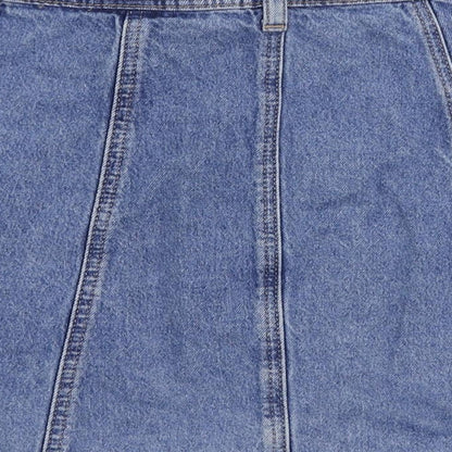 Divided by H&M Womens Blue Cotton Mini Skirt Size 6 Button