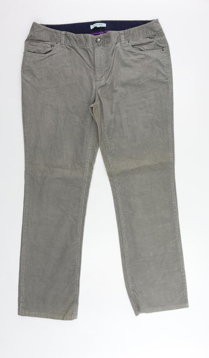Dickins & Jones Womens Grey Cotton Trousers Size 18 L30 in Regular Zip