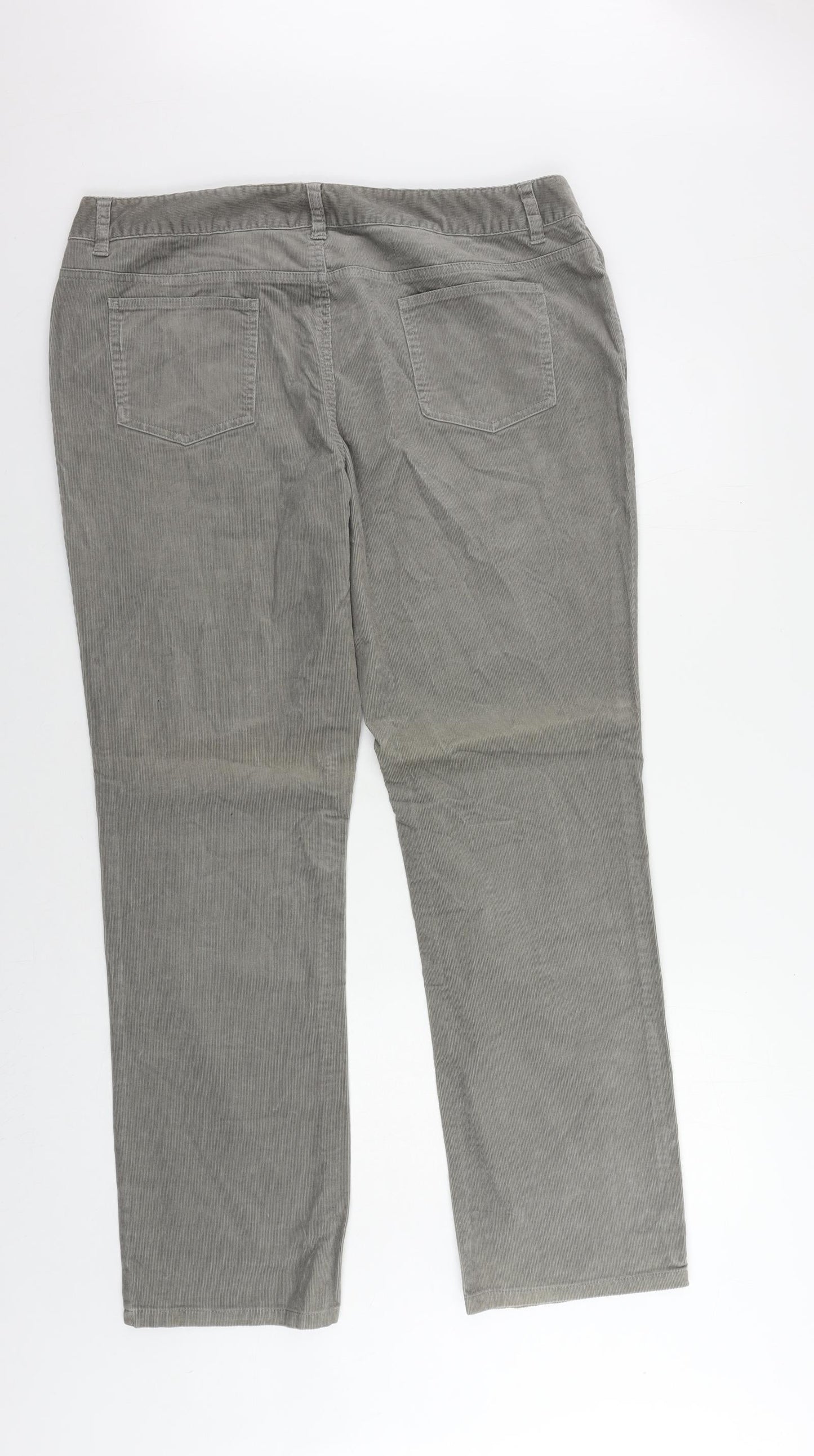 Dickins & Jones Womens Grey Cotton Trousers Size 18 L30 in Regular Zip