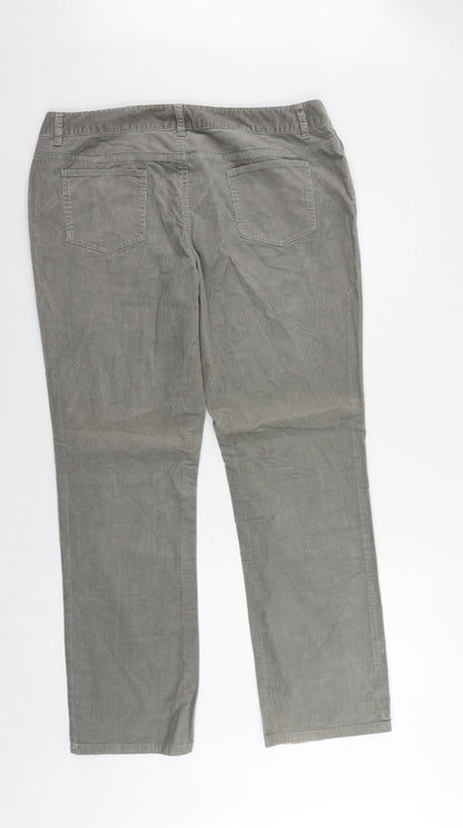Dickins & Jones Womens Grey Cotton Trousers Size 18 L30 in Regular Zip
