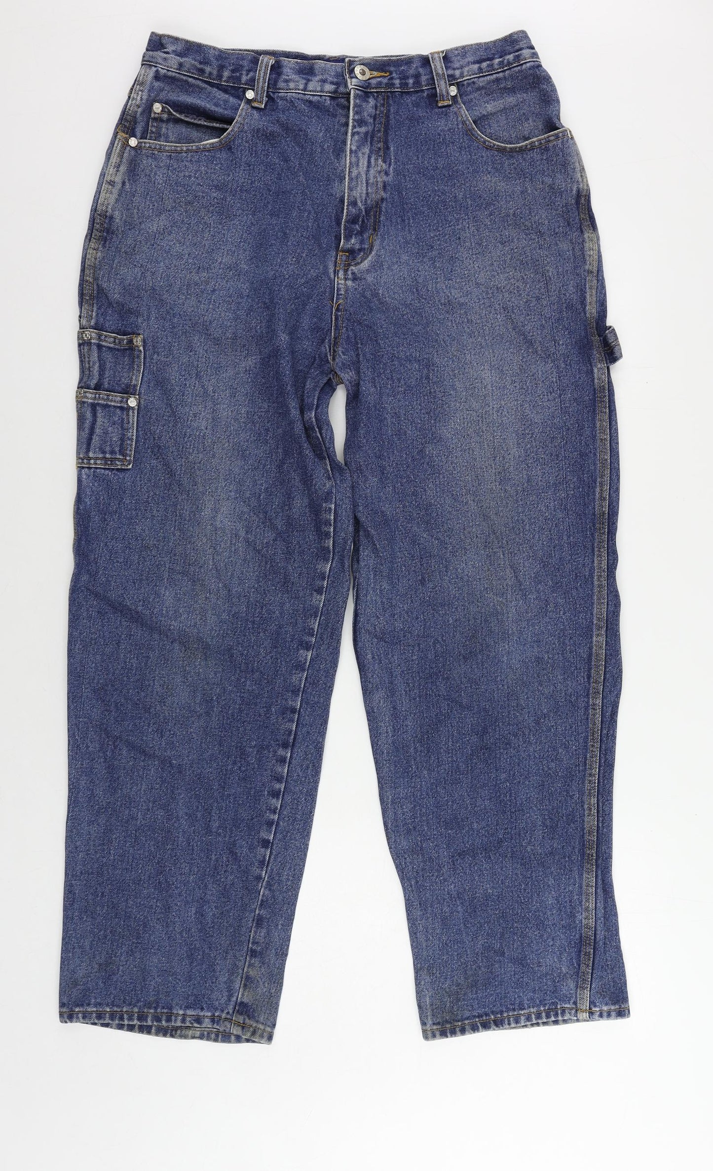 Duke Jeanswear Mens Blue Cotton Straight Jeans Size 34 in L31 in Regular Zip