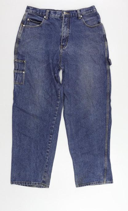 Duke Jeanswear Mens Blue Cotton Straight Jeans Size 34 in L31 in Regular Zip