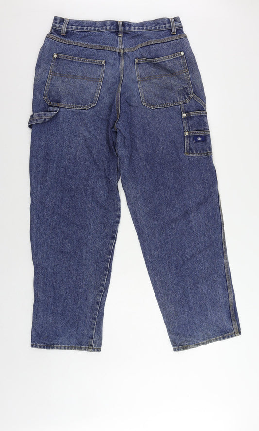 Duke Jeanswear Mens Blue Cotton Straight Jeans Size 34 in L31 in Regular Zip