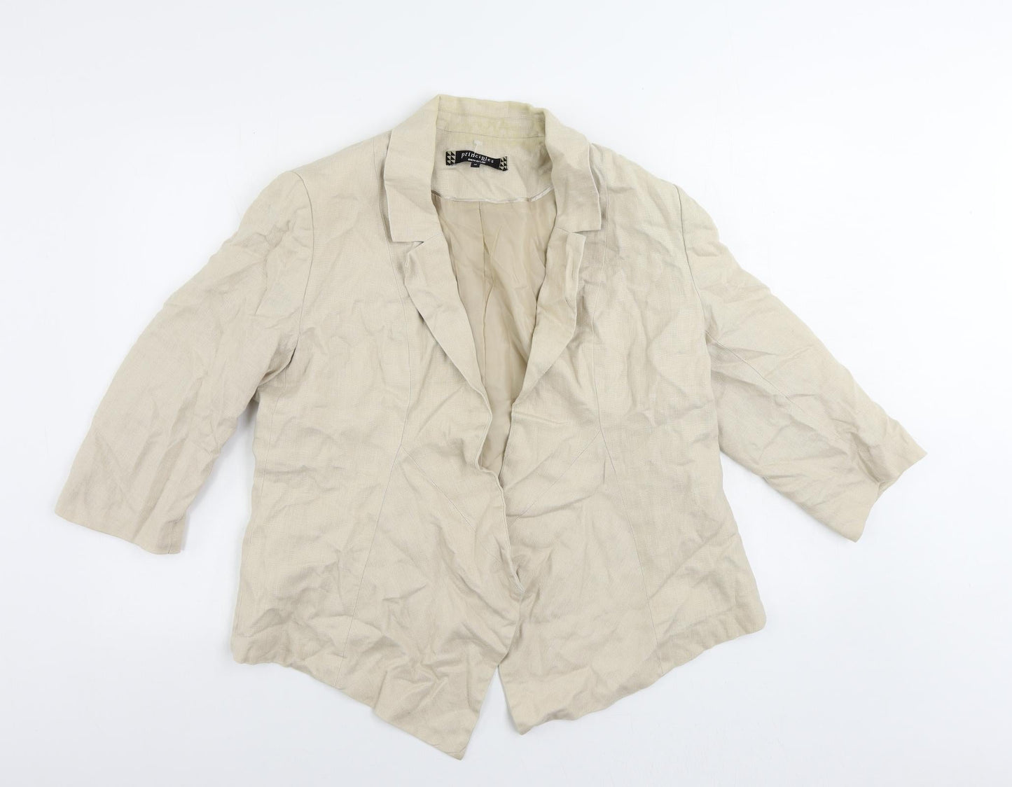 Principles Womens Beige Jacket Blazer Size 16 - Open