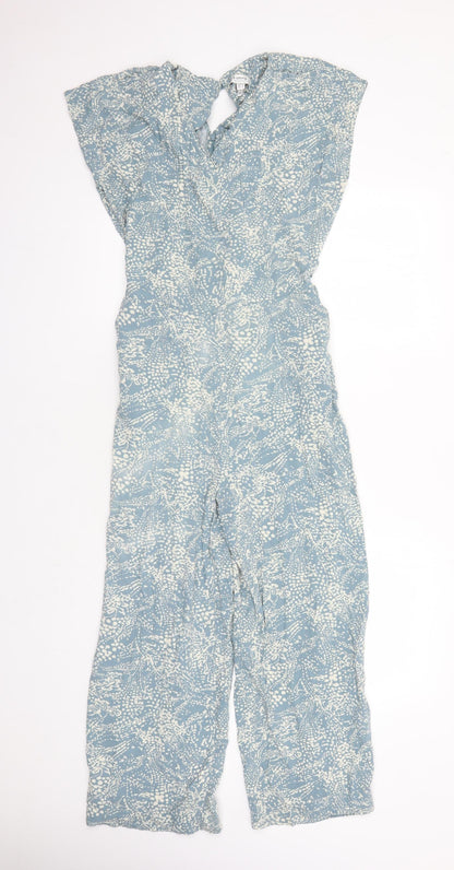 b.young Womens Blue Geometric Viscose Jumpsuit One-Piece Size 8 L23 in Zip