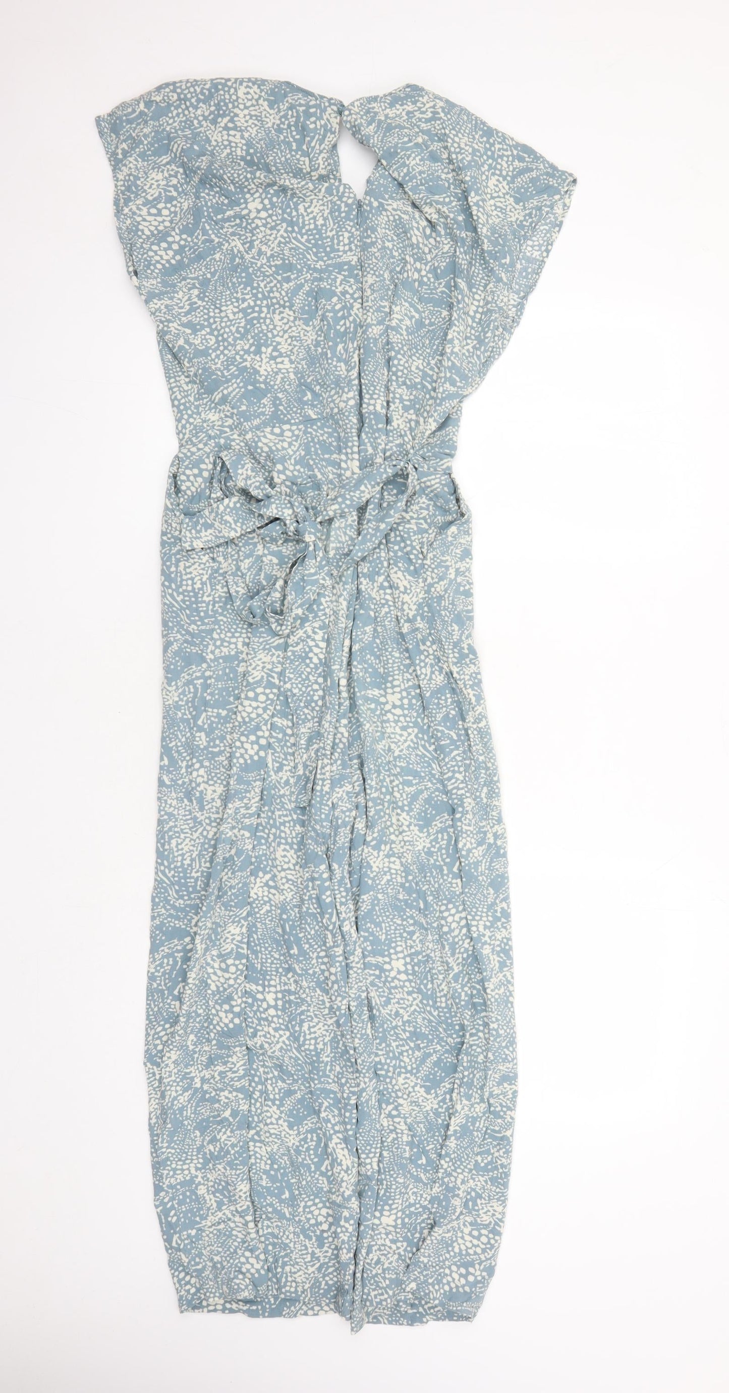 b.young Womens Blue Geometric Viscose Jumpsuit One-Piece Size 8 L23 in Zip