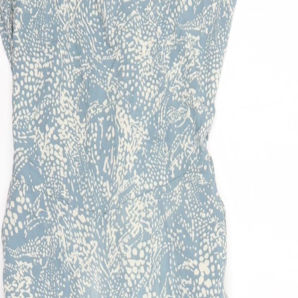 b.young Womens Blue Geometric Viscose Jumpsuit One-Piece Size 8 L23 in Zip