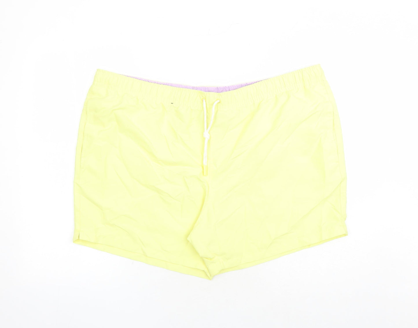 Marks and Spencer Mens Yellow Polyester Sweat Shorts Size 3XL L6 in Regular Drawstring - Elasticated Waist Swim Shorts Pockets