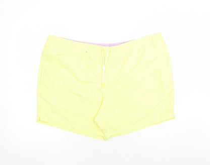Marks and Spencer Mens Yellow Polyester Sweat Shorts Size 3XL L6 in Regular Drawstring - Elasticated Waist Swim Shorts Pockets