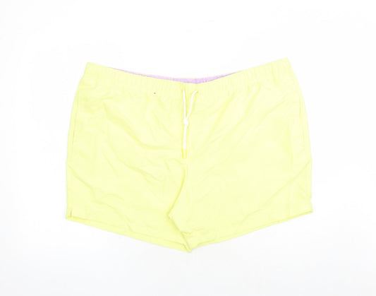 Marks and Spencer Mens Yellow Polyester Sweat Shorts Size 3XL L6 in Regular Drawstring - Elasticated Waist Swim Shorts Pockets