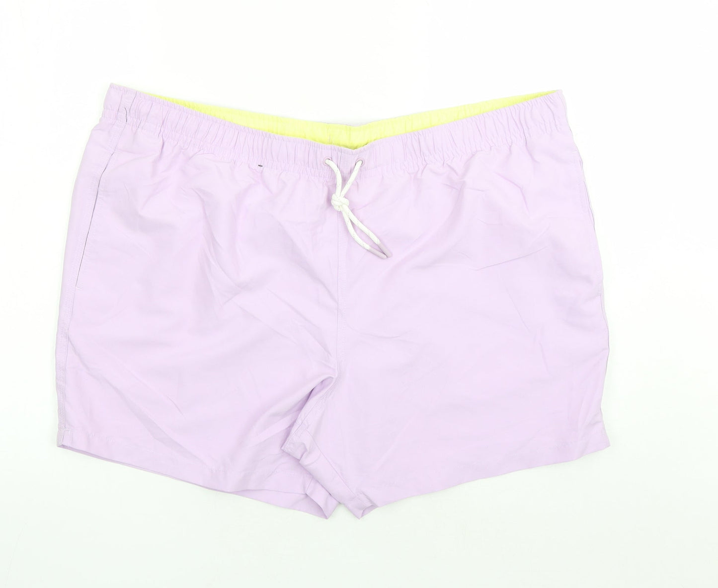 Marks and Spencer Mens Purple Polyester Sweat Shorts Size 3XL L6 in Regular Drawstring - Elasticated Waist Swim Shorts Pockets