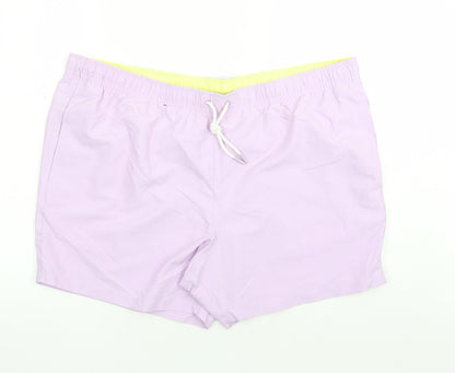 Marks and Spencer Mens Purple Polyester Sweat Shorts Size 3XL L6 in Regular Drawstring - Elasticated Waist Swim Shorts Pockets