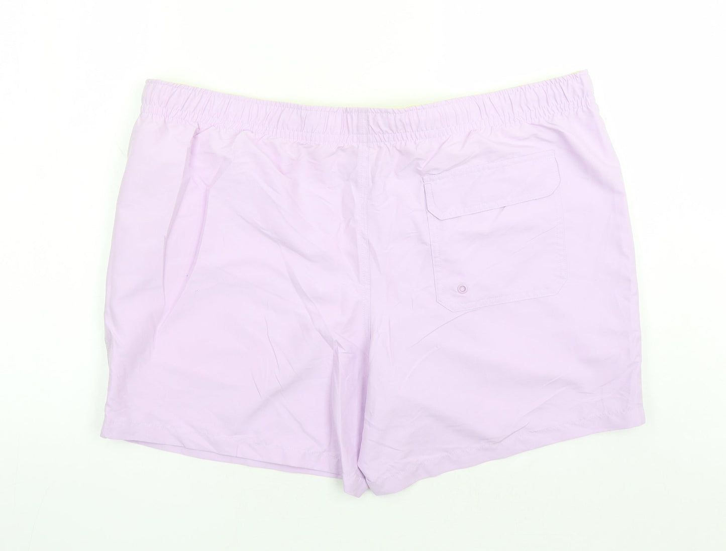 Marks and Spencer Mens Purple Polyester Sweat Shorts Size 3XL L6 in Regular Drawstring - Elasticated Waist Swim Shorts Pockets