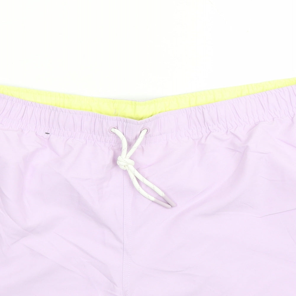 Marks and Spencer Mens Purple Polyester Sweat Shorts Size 3XL L6 in Regular Drawstring - Elasticated Waist Swim Shorts Pockets