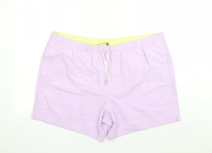 Marks and Spencer Mens Purple Polyester Sweat Shorts Size 3XL L6 in Regular Drawstring - Elasticated Waist Swim Shorts Pockets