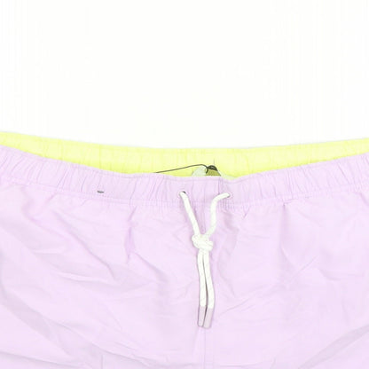 Marks and Spencer Mens Purple Polyester Sweat Shorts Size 3XL L6 in Regular Drawstring - Elasticated Waist Swim Shorts Pockets