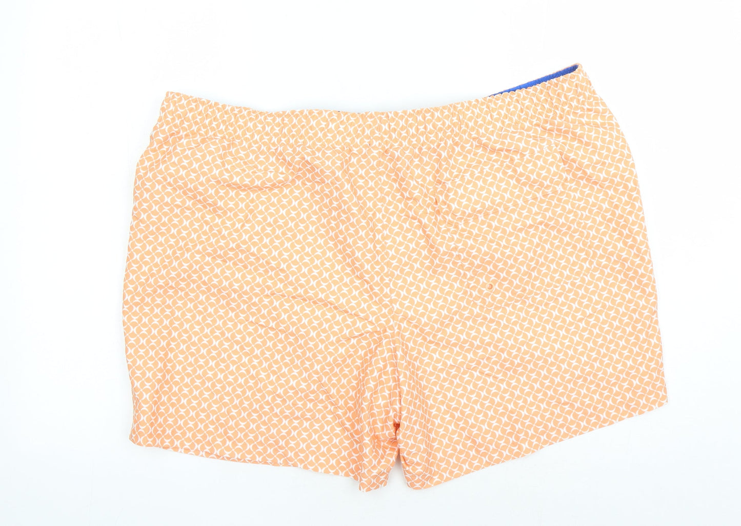 Marks and Spencer Mens Orange Geometric Polyester Sweat Shorts Size 3XL L6 in Regular Drawstring - Elasticated Waist Swim Shorts Pockets
