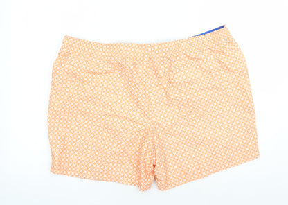 Marks and Spencer Mens Orange Geometric Polyester Sweat Shorts Size 3XL L6 in Regular Drawstring - Elasticated Waist Swim Shorts Pockets
