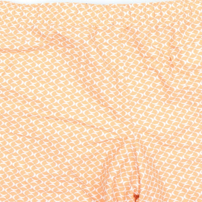 Marks and Spencer Mens Orange Geometric Polyester Sweat Shorts Size 3XL L6 in Regular Drawstring - Elasticated Waist Swim Shorts Pockets