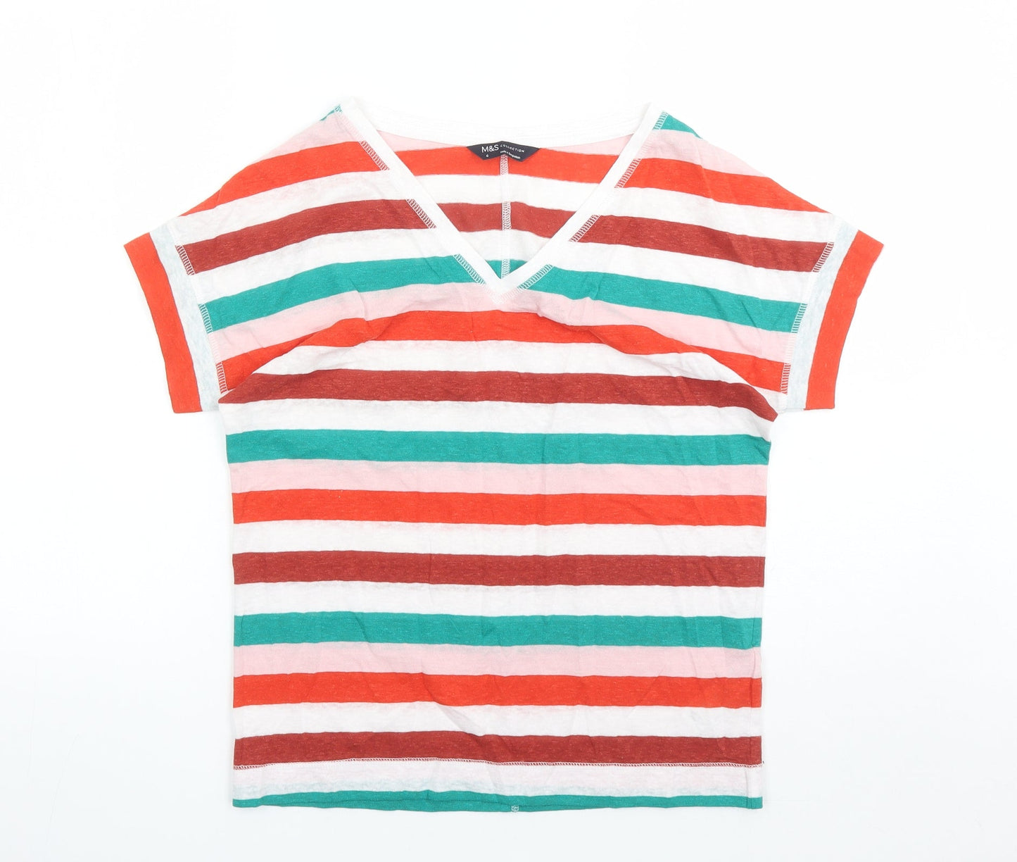 Womens UK Size 6 Marks and Spencer Multicoloured Basic T-Shirt