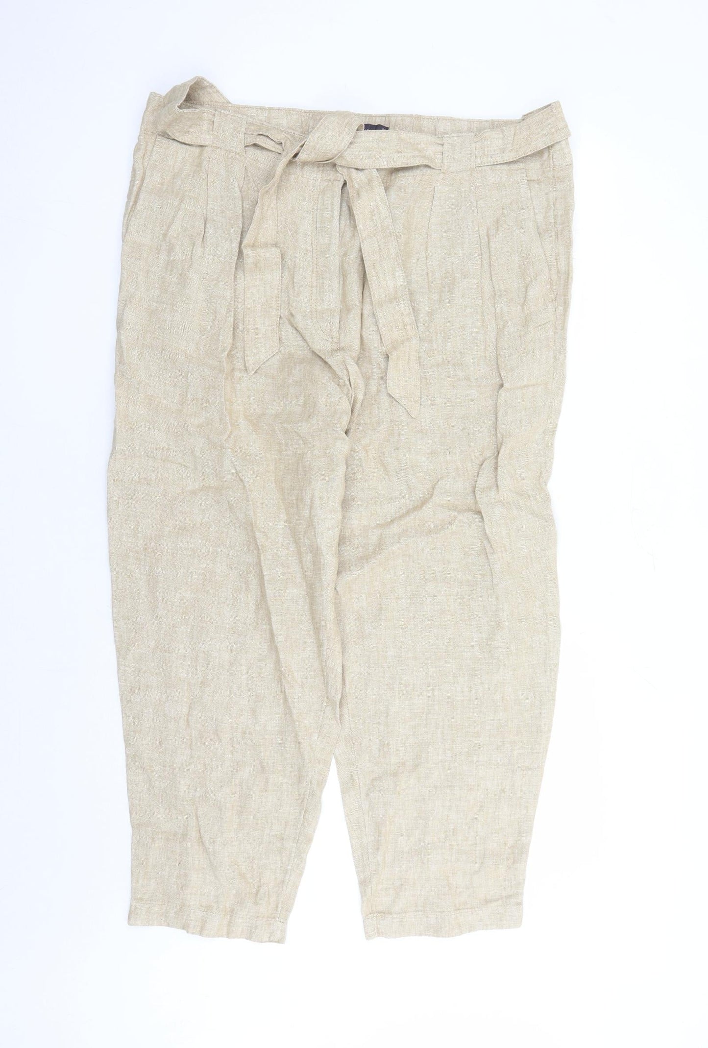 Womens UK Size 22 Marks and Spencer Regular Fit Carrot Beige Trousers